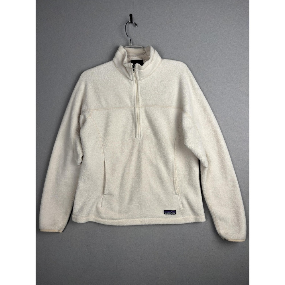Patagonia Synchilla Sweater Womens Large‎ Off White Quarter Zip Fleece Pullover
